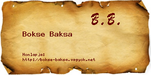 Bokse Baksa névjegykártya